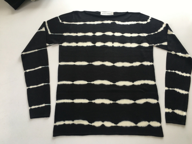 Boat Neck Sweater Stripe Tie-Dye Black